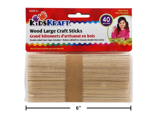 KD.Kr. 40-pc. Large Craft Sticks, Natural Wood, pbh.