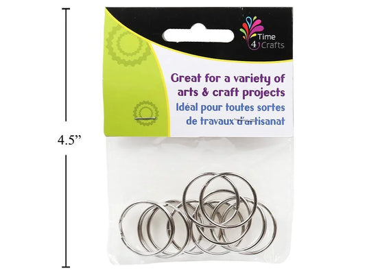 Time 4 Crafts, 10-pc 25mm Key Ring, Silver, pbh