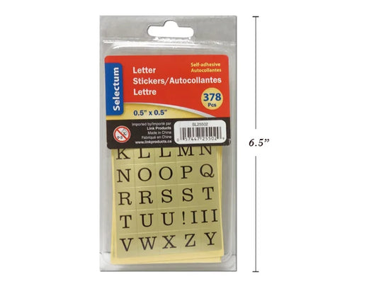 FOIL GOLD & BLACK LETTERS 1/2"X1/2" X 378 PCS/PKG (SELF-ADHESIVE)