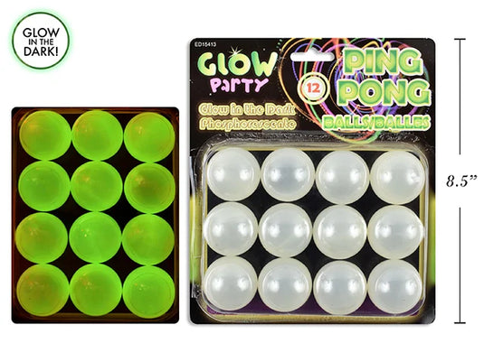 12pk Glow in the Dark Ping Pong Balls. b/c