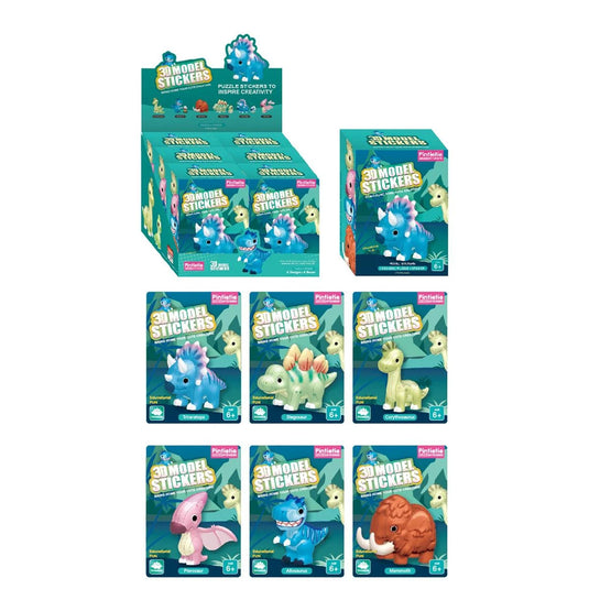 3D Model Puzzle Stickers, Dinos