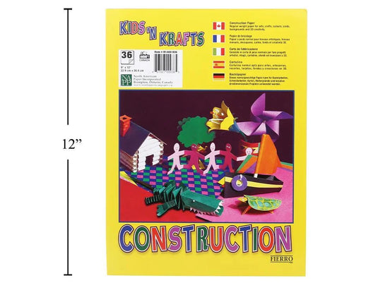 9x12" Coloured Construction Paper, 36 sheets