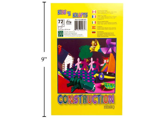 6 x 9" Coloured Construction Paper , 72 sheets