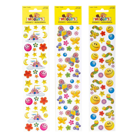 Woody's Stickers, Smile Face, 3 styles, pbh