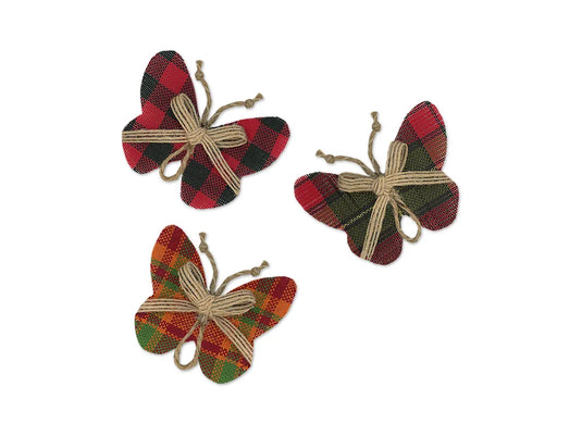 Craft Decor: 6cmx7.4cm Burlap Butterflies x3 w/Clip + Burlap Ribbon B) Plaid