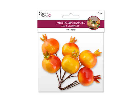 Craft Decor: 3cm Mini Pomegranate Picks 6pc Foam Glossy