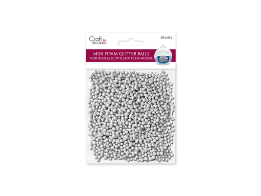 Craft Decor: 5mm Mini Glitter Deco Balls 25g (0.88oz) Foam B) Silver