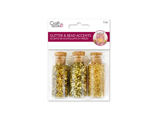 Craft Décor: Glitter & Seed Bead Accent Vials A) Gold