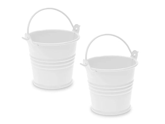 Craft Decor: 4.3x6.5x5cm DIY Mini Tin Buckets 2pc A) White