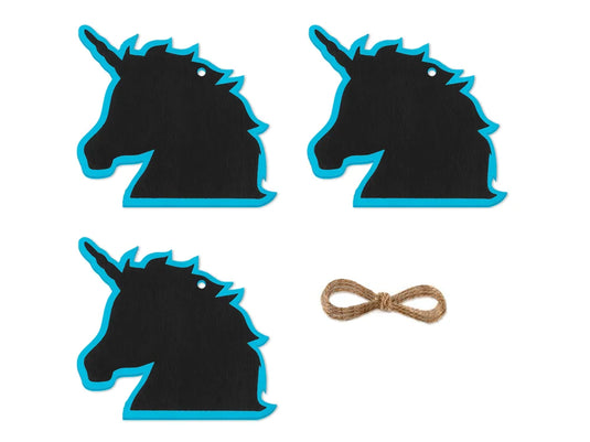 Craft Decor: 9cm Chalk-It-Up Wood Hangers/Garland x3 w/Jute Cord C) Unicorn