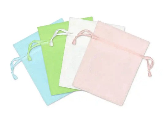 Craft Decor: 3"x4" Craft Goody Bags x4 Mesh Cotton w/Ribbon String C) Pastels Asst