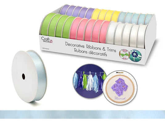 Craft Décor Ribbons & Trims: Poly-Satin 5/8" x 4yd Rolls B) Pastel