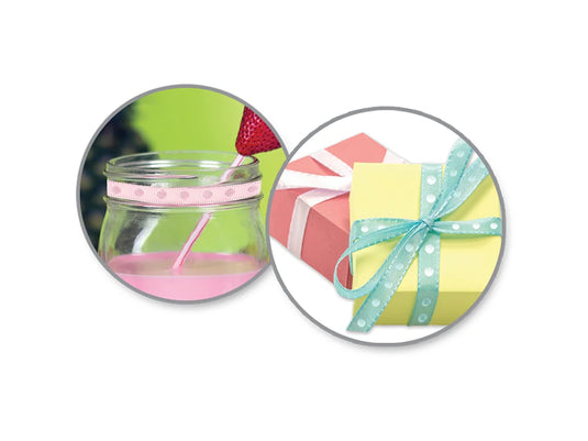 Craft Décor Ribbons & Trims: 3/8" x 4yd Rolls A) Dots Pastel