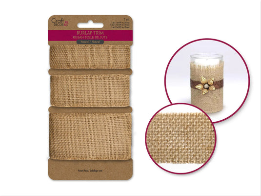 Craft Décor Ribbons: Natural Burlap Trim Variety Pack 3yds (1yd x 3)