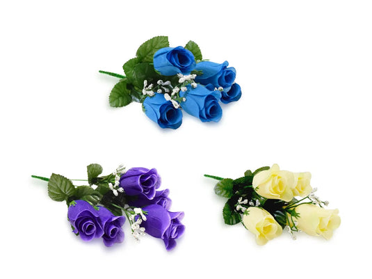 Enchanted Garden: 13" Rose Bud Bush x5 Head W/Gyp C) Dusk Asst