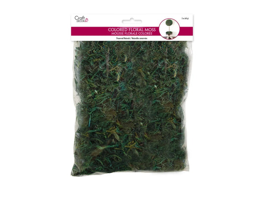 Craft Decor Dried Naturals: 2oz Colored Floral Moss (60gms) B) Wild Moss Green