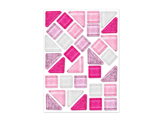 Craft Decor: Glitter Glass Mosaic Tiles 3.2x4.7" Self-Stick B) Pinks