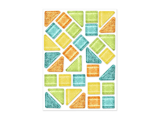 Craft Decor: Glitter Glass Mosaic Tiles 3.2x4.7" Self-Stick D) Tropical