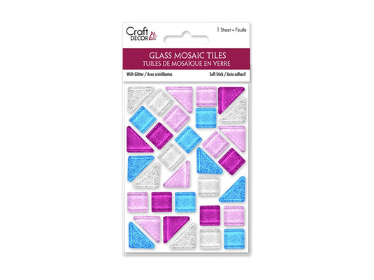 Craft Decor: Glitter Glass Mosaic Tiles 3.2x4.7" Self-Stick E) Glam