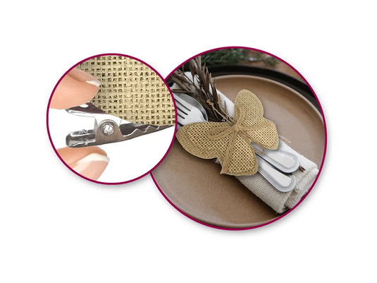 Craft Decor: 8.8cmx10cm Burlap Butterflies x2 w/Clip + Burlap Ribbon A) Natural