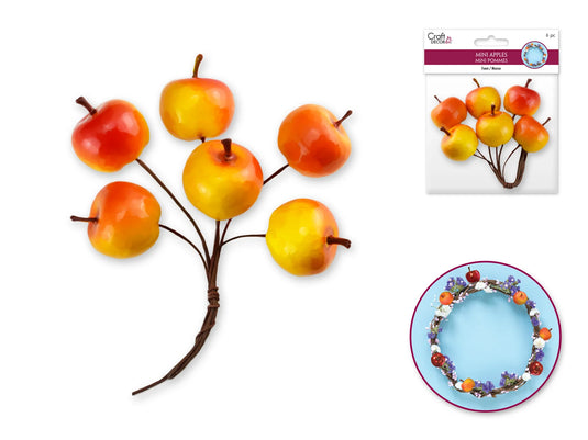 Craft Decor: 3cm Mini Apple Picks 6pc Foam Glossy B) Golden Delicious