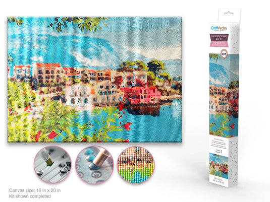 Craft Medley Kit: Diamond Painting Art Kit 15.8"x19.7" w/Gems+Tool+Tray C) Coastline