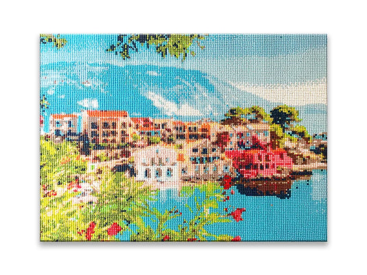 Craft Medley Kit: Diamond Painting Art Kit 15.8"x19.7" w/Gems+Tool+Tray C) Coastline