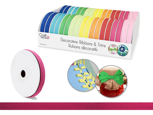 Craft Décor Ribbons & Trims: Herringbone 3/8" x 3yd Rolls A) Brights