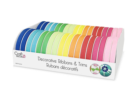 Craft Décor Ribbons & Trims: Herringbone 3/8" x 3yd Rolls A) Brights