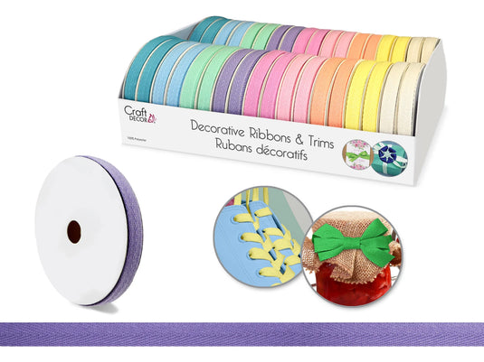 Craft Décor Ribbons & Trims: Herringbone 3/8" x 3yd Rolls B) Pastels