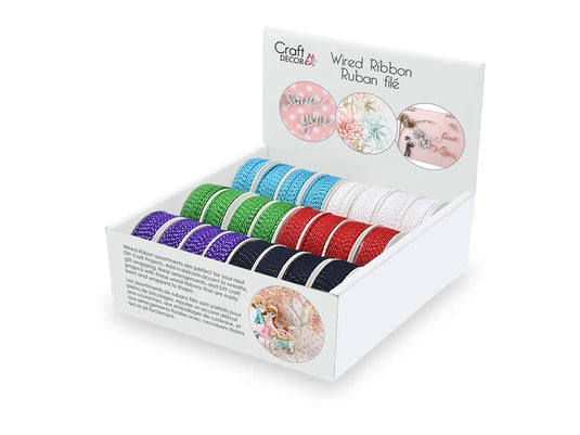 Craft Décor Ribbons & Trims: 2mm Wired Ribbon 3yrd Rolls Asst C) Bold
