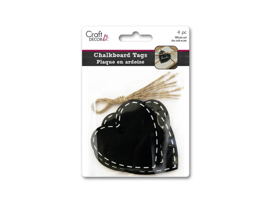 Craft Decor: Chalk-It-Up Tags w/Jute Cord x4 C) Heart
