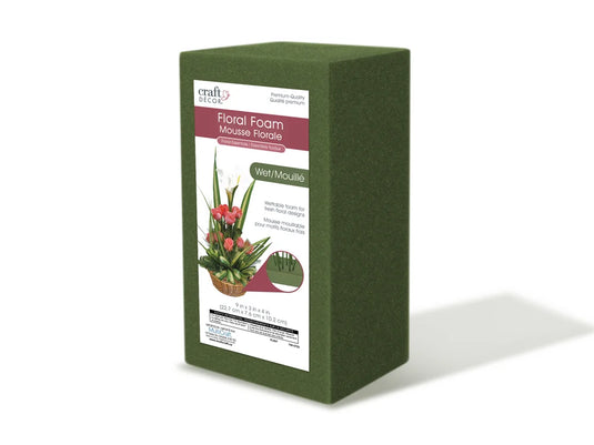 Floral Foam: For Wet Flowers 9"x3"x4" Shrinkwrapped