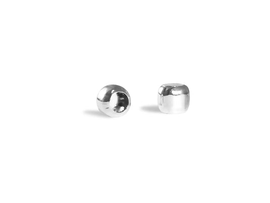 Jewelry Findings: 2mm Crimp Beads x110 Brass Metal B) Silver Plating