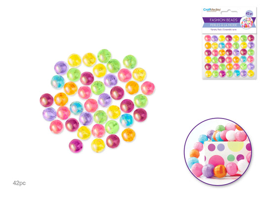 Plastic Fashion Beads: 42-45pc Multi-Packs C) Translucent Luster