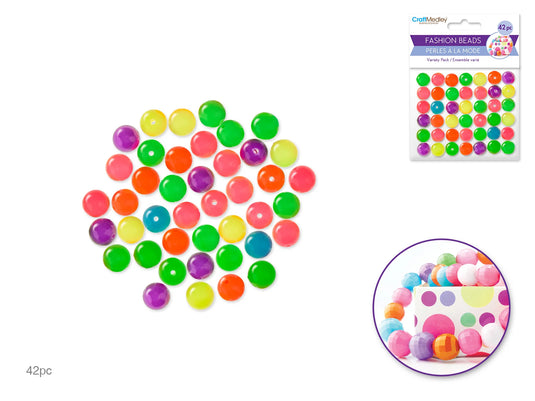 Plastic Fashion Beads: 42-45pc Multi-Packs D) Opaque Gloss