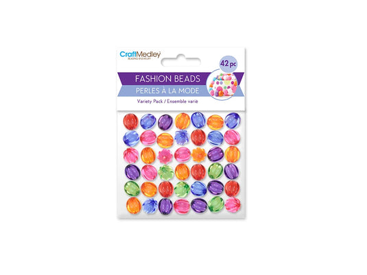 Plastic Fashion Beads: 42-45pc Multi-Packs E) Watermelon Bold