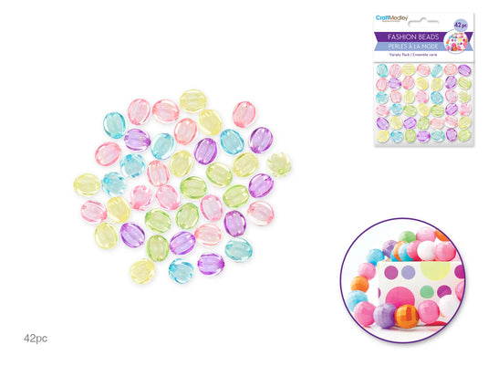 Plastic Fashion Beads: 42-45pc Multi-Packs F) Watermelon Pastel