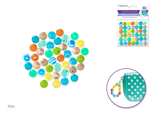 Plastic Fashion Beads: 42-45pc Posh Mix-Packs A) Seaside