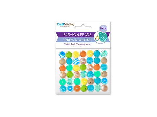 Plastic Fashion Beads: 42-45pc Posh Mix-Packs A) Seaside