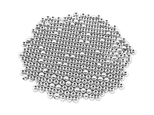Metal Effect Beads: 6mm Luster Electroplated Round 30g C) Silver