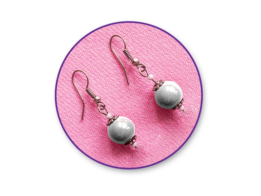 Metal Effect Beads: 10mm Luster Electroplated Round 30g C) Silver