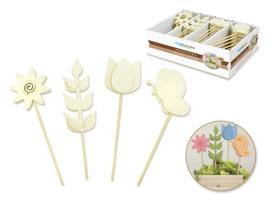 Wood Craft: 7.9" Deco Pic PDQ Asst 8eax4stl A) Spring Medley
