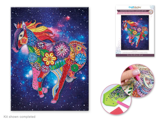 Craft Medley Kit: Diamond Painting Art Kit 12"x16" w/Gems+Tool+Tray C) Horse