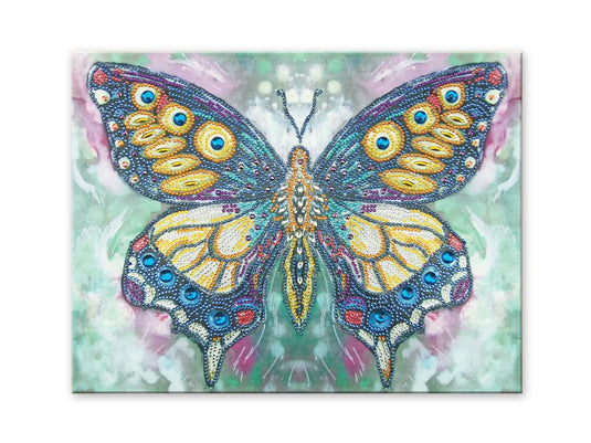 Craft Medley Kit: Diamond Painting Art Kit 12"x16" w/Gems+Tool+Tray L) Elegant Butterfly