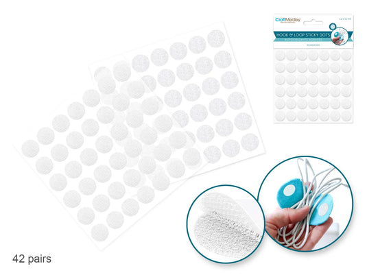 3D Hook & Loop Sticky Dots: 1/2" Round 42-pairs Dual-Adhesive