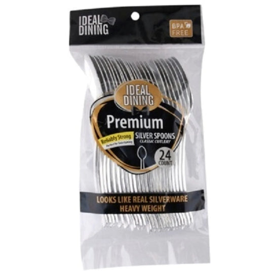 Premium Heavy Duty Disposable Silver Spoon