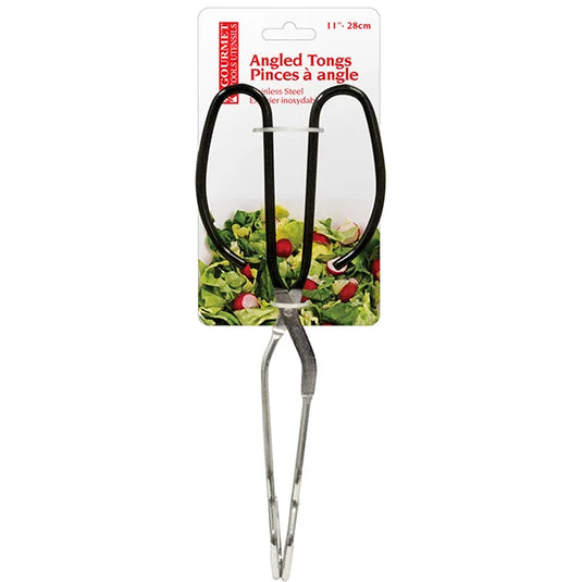 Stainless Steel Angled Tongs with Vinyl Handle