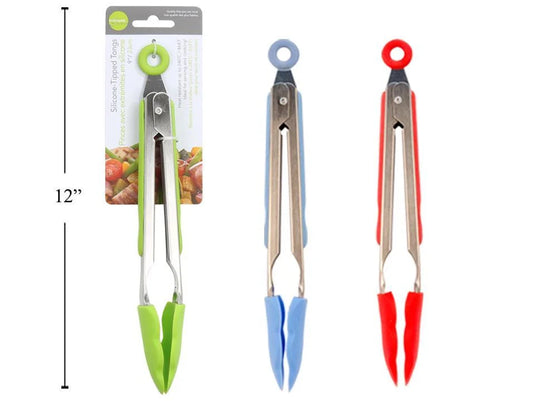 L.Gourmet 9"L Silicone Tongs w/ Pull-lock