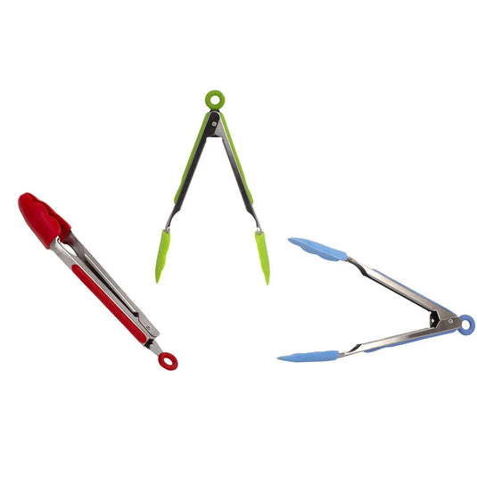 L.Gourmet 9"L Silicone Tongs w/ Pull-lock